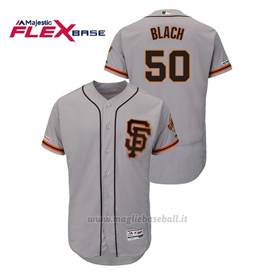Maglia Baseball Uomo San Francisco Giants Ty Blach 150th Aniversario Patch Autentico Flex Base Grigio
